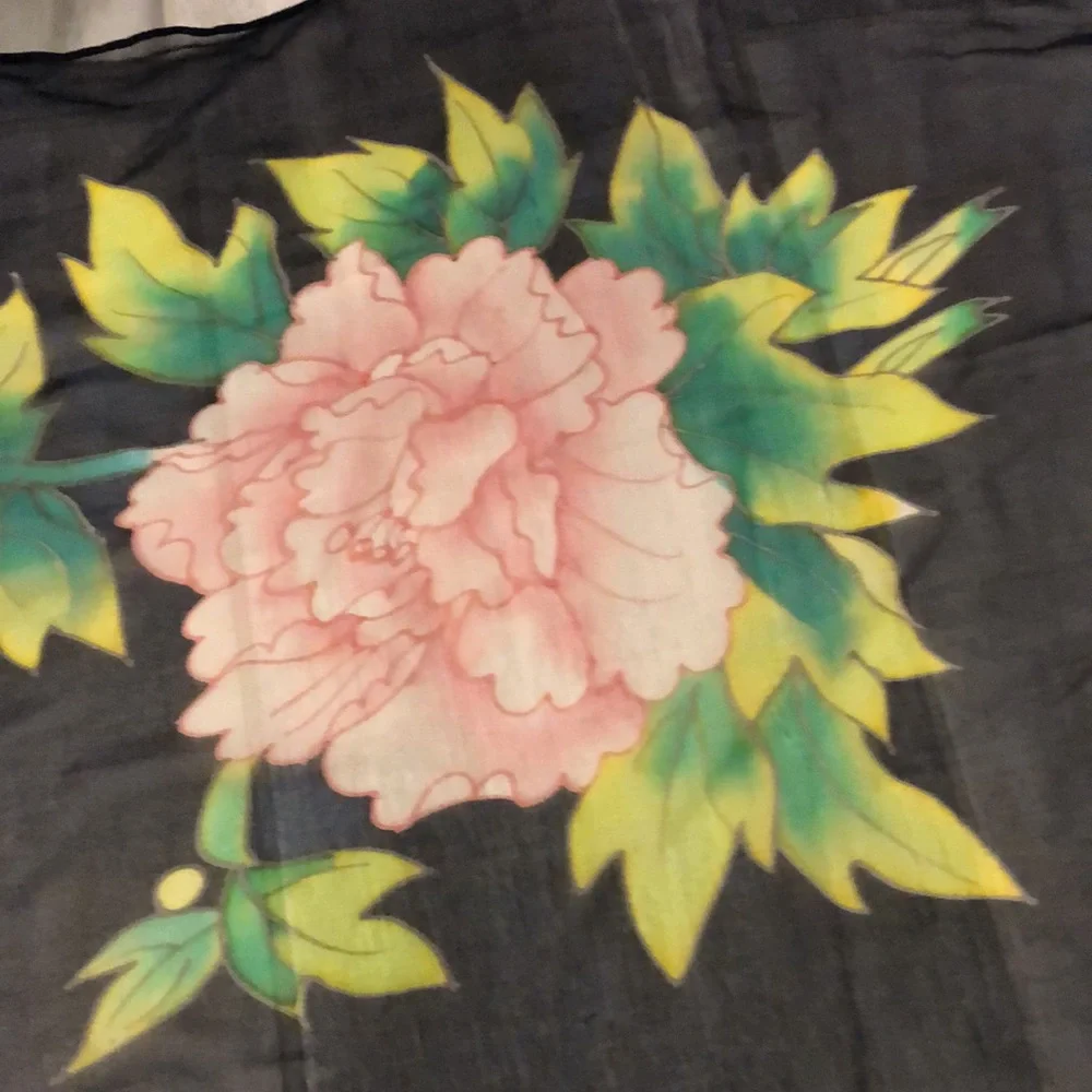 Sheer Black Floral Peony Scarf